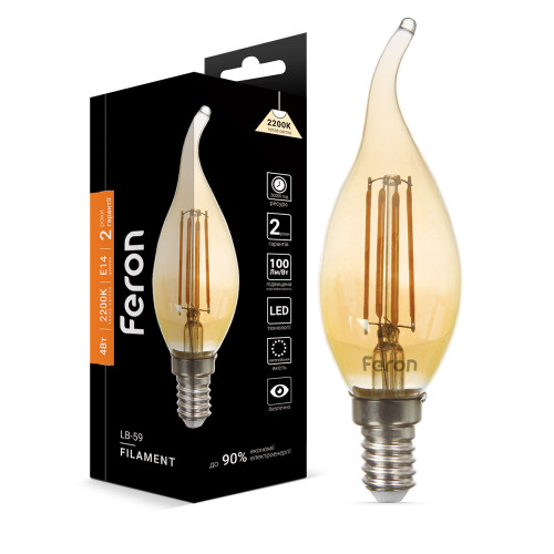 Светодиодная лампа Feron Filament LB-59 4Вт E14 2200K свеча на ветру