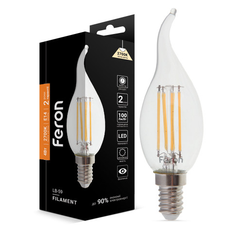 Светодиодная лампа Feron Filament LB-59 4Вт E14 2700K свеча на ветру