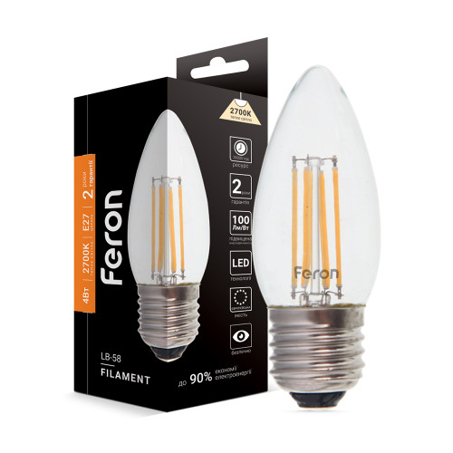 Светодиодная лампа Feron Filament LB-58 4Вт E27 2700K