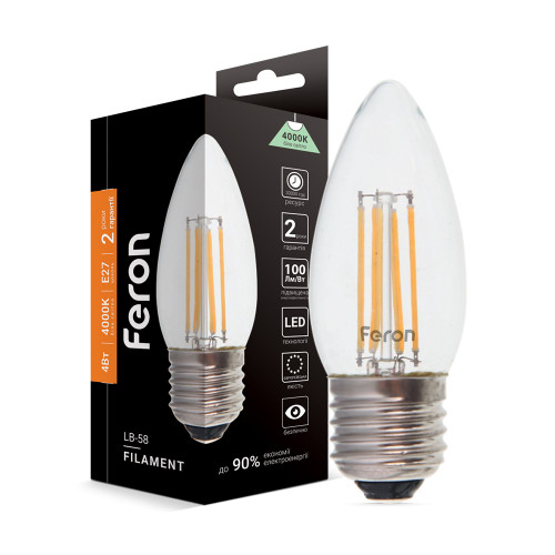 Светодиодная лампа Feron Filament LB-58 4Вт E27 4000K