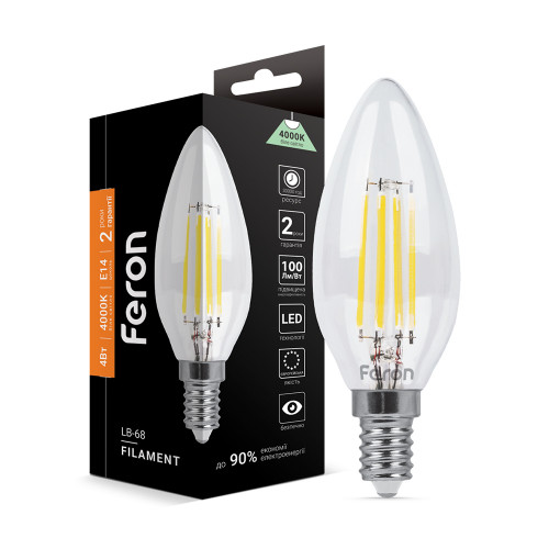 Светодиодная лампа Feron Filament LB-68 4Вт E14 4000K
