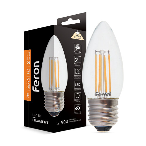 Светодиодная лампа Feron Filament LB-160 7Вт E27 2700K