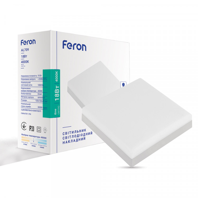 Світлодіодний накладний світильник Feron AL709 18Вт 4000K білий