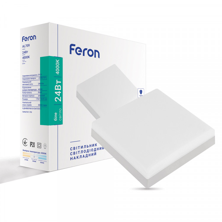 Світлодіодний накладний світильник Feron AL709 24Вт 4000K білий