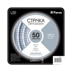 Світлодіодна стрічка Feron LS612 12В 9.6Вт/м 50м білий