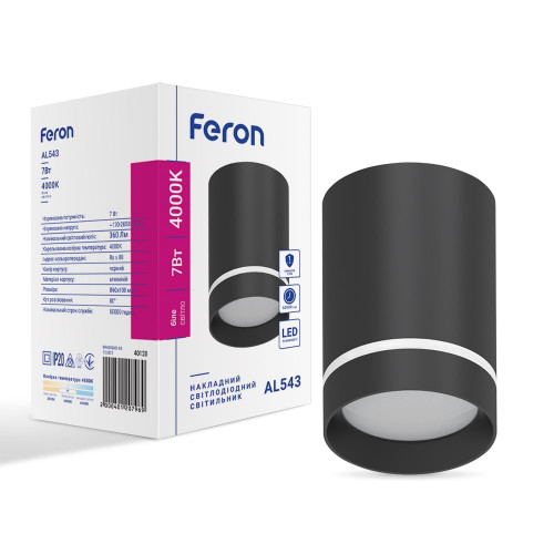 Светодиодный накладной светильник Feron AL543 7Вт 4000K черный