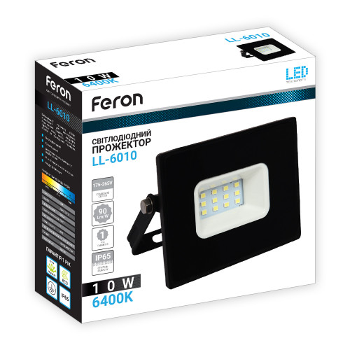Светодиодный прожектор Feron LL-6010 10Вт 6400K черный