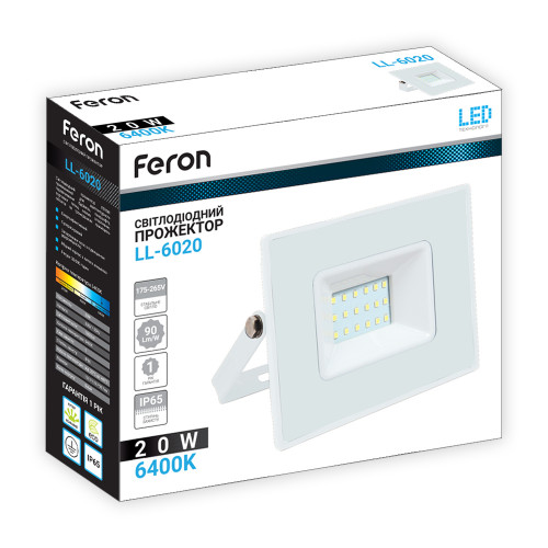 Светодиодный прожектор Feron LL-6020 20Вт 6400K белый