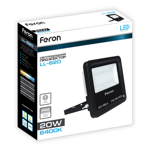 Светодиодный прожектор Feron LL-620 20Вт 6400K черный