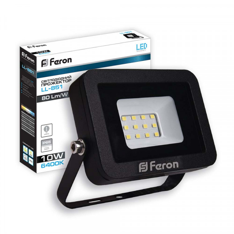 Светодиодный прожектор Feron LL-851 10Вт 6400K черный