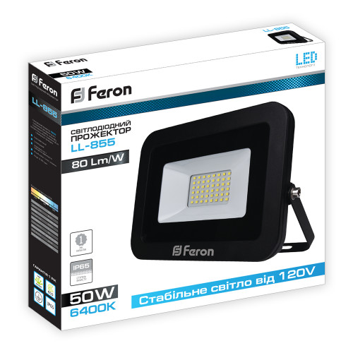 Светодиодный прожектор Feron LL-855 50Вт 6400K черный