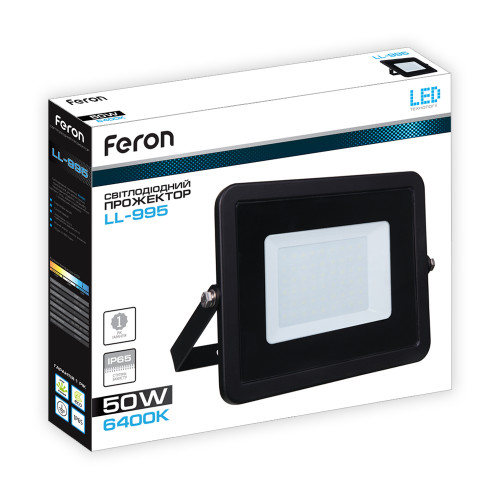 Светодиодный прожектор Feron LL-995 50Вт 6400K черный