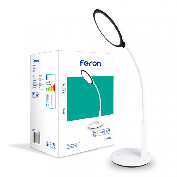 Настольный светодиодный светильник Feron DE1730 16Вт белый