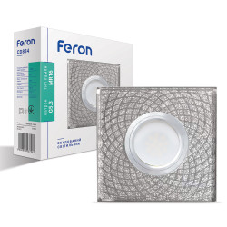 Встроенный светильник Feron CD834 под лампу с подсветкой прозрачный серебро