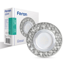 Встроенный светильник Feron CD835 под лампу с подсветкой прозрачный белый
