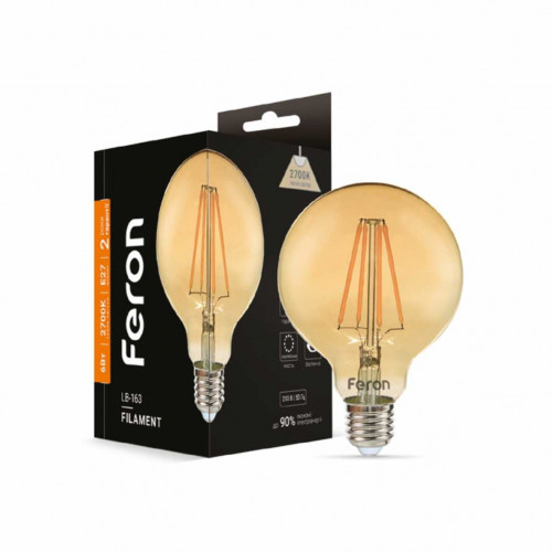 Светодиодная лампа Feron Filament LB-163 6Вт E27 2700K золото