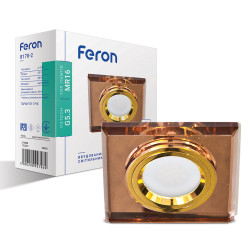 Встроенный светильник Feron 8170-2 под лампу коричневый золото