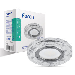 Встроенный светильник Feron 8686-2 под лампу с подсветкой серебро