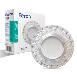 Встроенный светильник Feron 7031 под лампу с подсветкой прозрачный