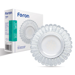 Встроенный светильник Feron 7301 под лампу с подсветкой прозрачный