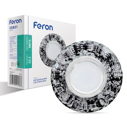 Встроенный светильник Feron CD831 под лампу с подсветкой черный серебро