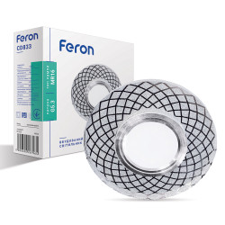 Встроенный светильник Feron CD833 под лампу с подсветкой прозрачный серебро