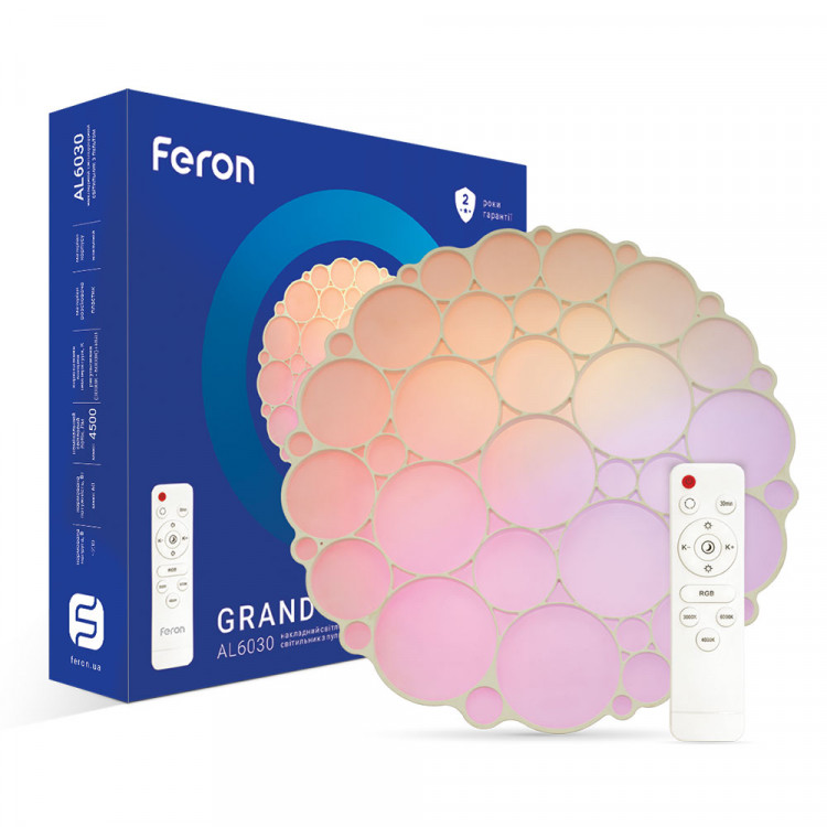 Светодиодный накладной светильник Feron AL6030 GRAND COLOR 60Вт с RGB белый
