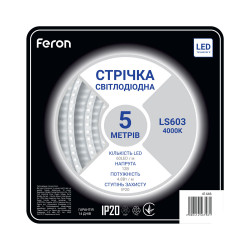 Світлодіодна стрічка Feron LS603 12В 4.8Вт/м 4000K