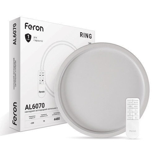 Світлодіодна накладна люстра Feron AL6070 RING 70Вт білий