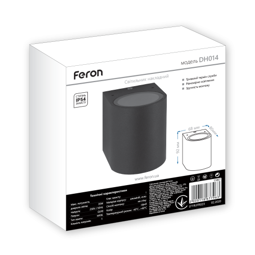 Архитектурный накладной светильник Feron DH014 GU10 под лампу черный