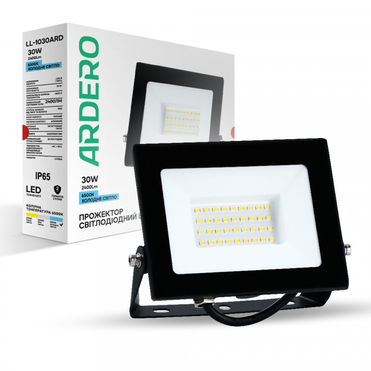Светодиодный прожектор Ardero LL-1030ARD 30Вт 6500K черный