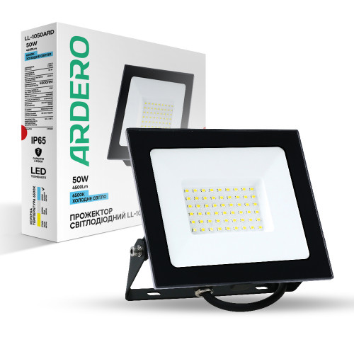 Світлодіодний прожектор Ardero LL-1050ARD 50Вт 6500K чорний