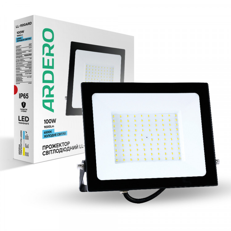 Светодиодный прожектор Ardero LL-1100ARD 100Вт 6500K черный