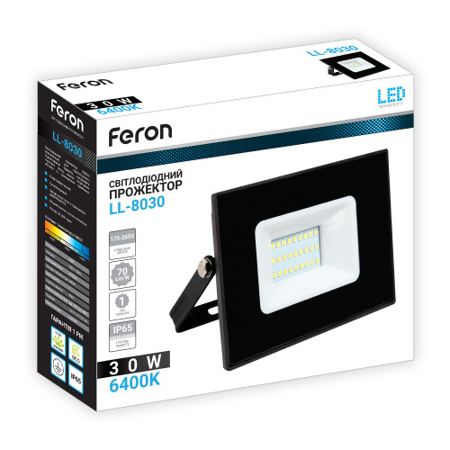 Светодиодный прожектор Feron LL-8030 20Вт 6400K черный